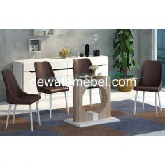 Dining Set 4 Chairs - Siantano DT DC Milan / Natural White - Brown/Black
